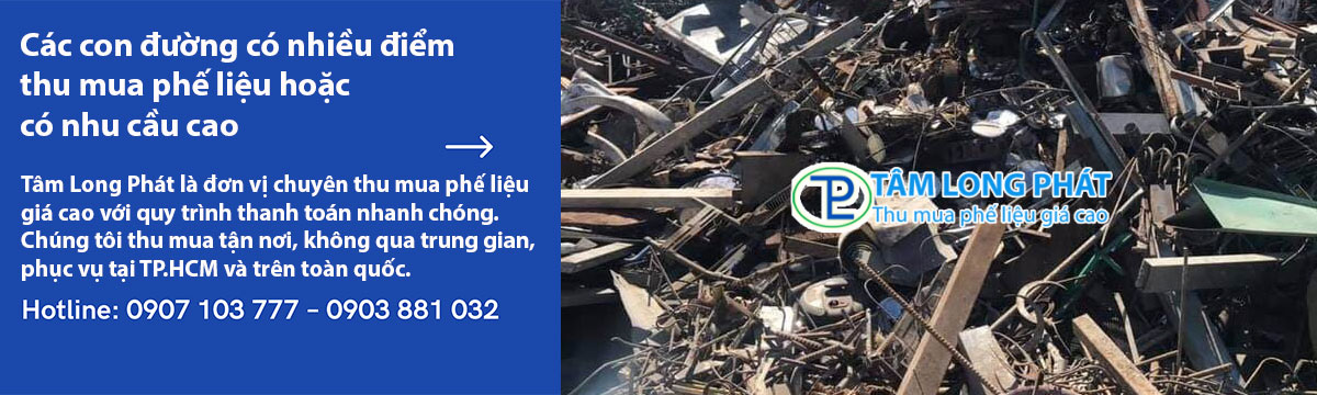 Các con đường có nhiều điểm thu mua phế liệu hoặc có nhu cầu cao