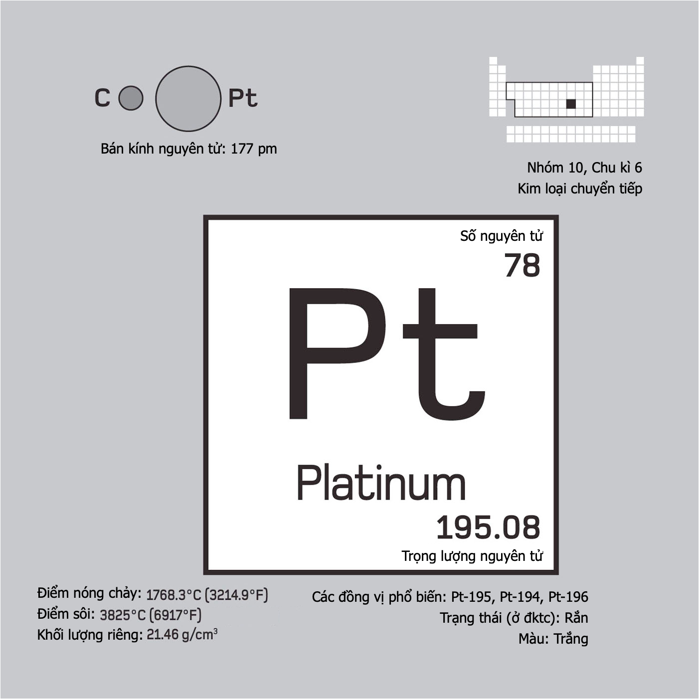 Platinum (Pt, 78) là chất gì? Tìm hiểu chi tiết về kim loại quý hiếm