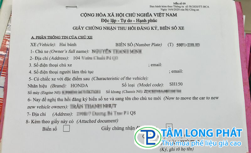 Thu mua xe phế liệu cần chuẩn bị các giấy tờ và thủ tục cần thiết